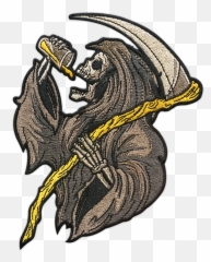 Large Drinkinu0027 Reaper Patch - Grim Reaper Beer Logo Emoji,Grim Reaper Emoticon Facebook