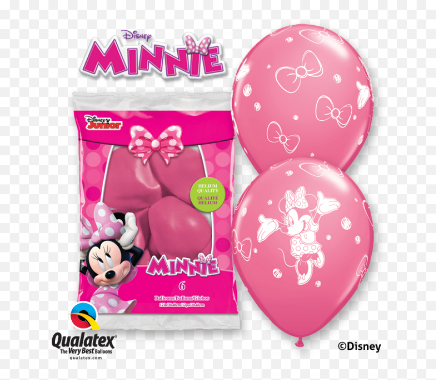 Lot De 6 Ballons Minnie En Latex Rose 30 Cm - Minnie Emoji,Latex Emoticons