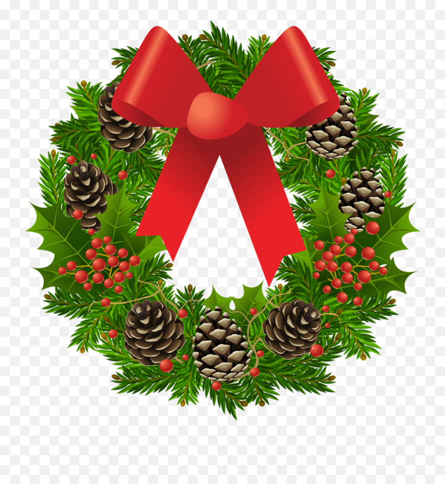 Transparent Christmas Wreath Clipart - Transparent Christmas Wreath Clip Art Emoji,Holiday Wreath Emoji