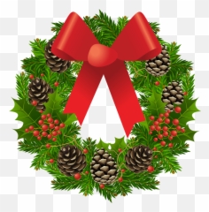 Transparent Christmas Wreath Clipart - Transparent Christmas Wreath Clip Art Emoji,Holiday Wreath Emoji