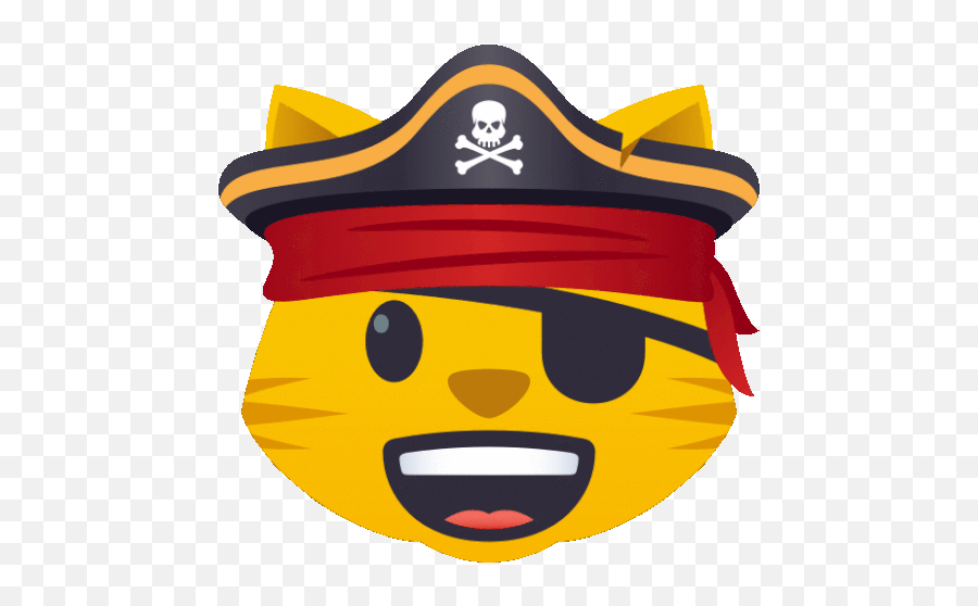 Cat Face With Pirate Hat Joypixels Gif - Cat Pirate Emoji,Pirate Emoji