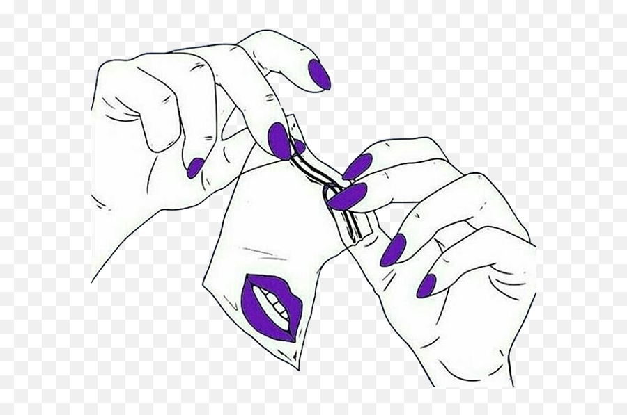 Purple Lips Hands Sticker By - Language Emoji,Emoji Hand And Lips