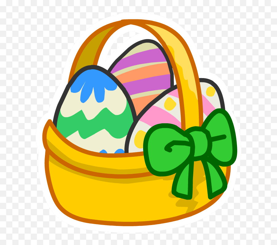 Easter Basket Pin - Cartoon Easter Eggs In Basket Emoji,Emojis For Easter
