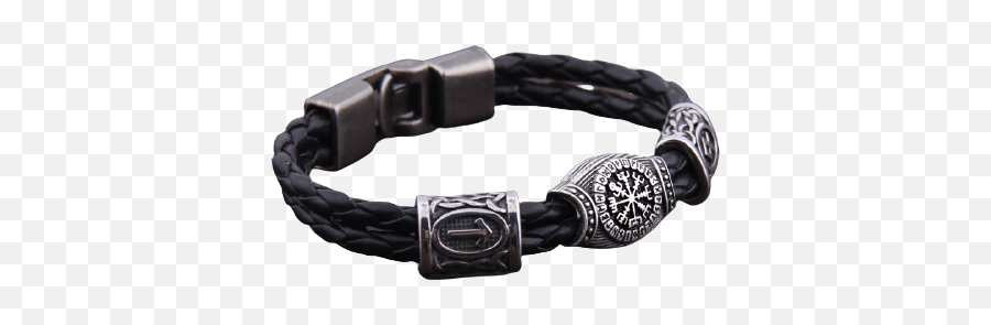 Viking Leather Bracelet - Solid Emoji,Gjallarhorn Emotion Electronics