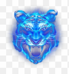 Download Hd Lion Blue Fire Water Metallic Neon Light - Fire Blue Flame Blue Tiger Png Emoji,Blue Fire Emoji