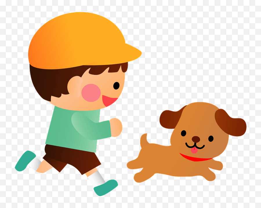 Boy Running With His Dog Clipart - Boy Running After Dog Clipart Emoji,Boy Running Emoji