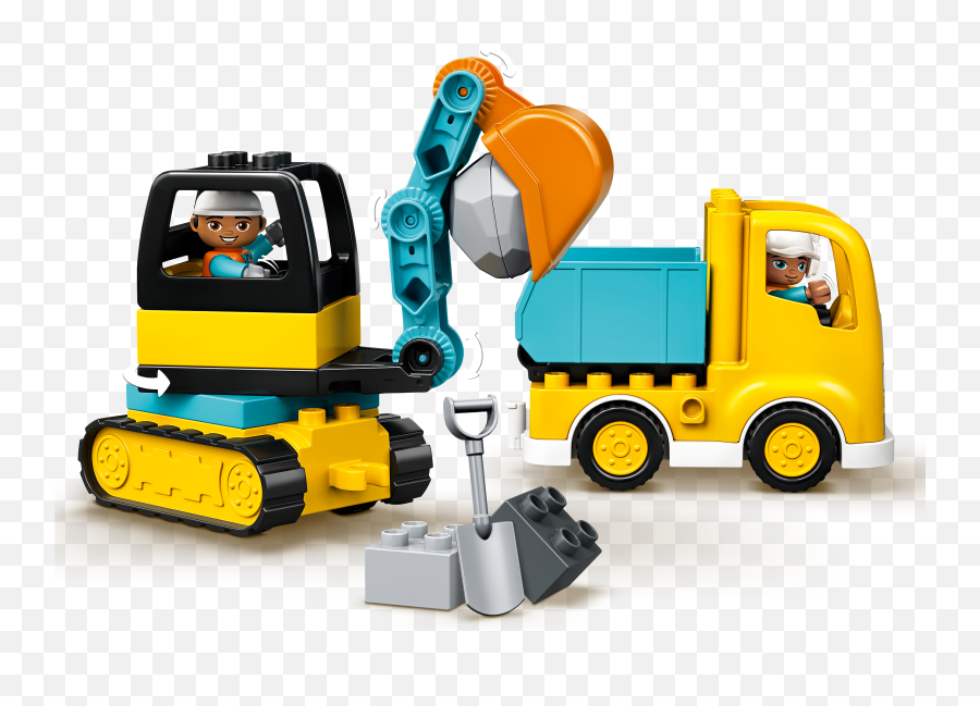 20 Pieces New 2020 Lego Duplo - Duplo 10931 Truck Tracked Excavator Emoji,Excavator Emoticon