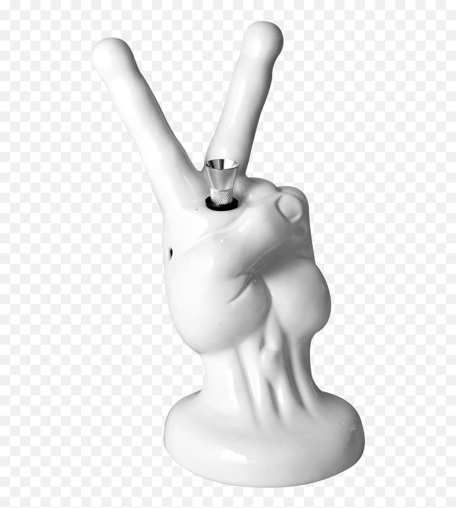 Peace Sign White Ceramic Water Pipe - Peace Sign Bong Emoji,Facebook Chat Emoticons Peace Sign