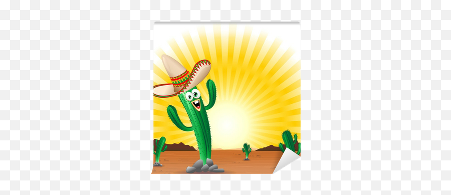 Cactus Con Sombrero Cartoon - Cactus With Sombrerovector Kaktus Sombrero Emoji,Emoticon Con Sombrero
