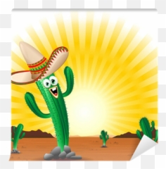 Cactus Con Sombrero Cartoon - Cactus With Sombrerovector Kaktus Sombrero Emoji,Emoticon Con Sombrero