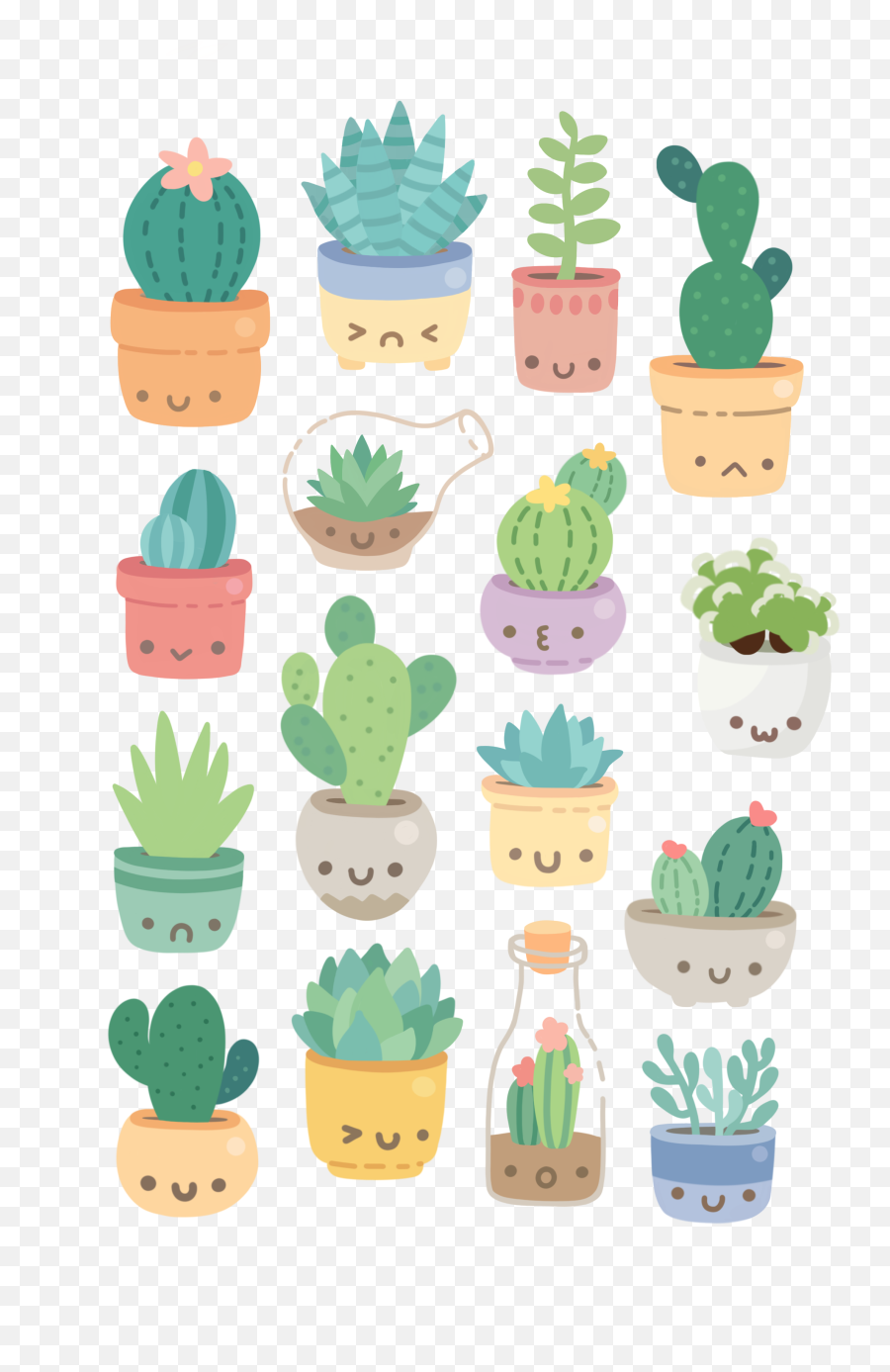 Jardín - Cactus Kawaii Emoji,Cactus Emojis