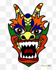How To Draw Chinese Dragon Mask Face Masks - Fictional Character Emoji,Emojis Of Drawing Of Chinese People
