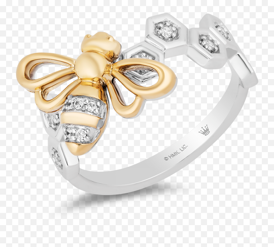 Hallmark Diamonds Honeybee Ring In Sterling Silver And 14k Yellow Gold With 110 Cttw Of Diamonds Emoji,Emotions Sterling Silver 7-stone Ring