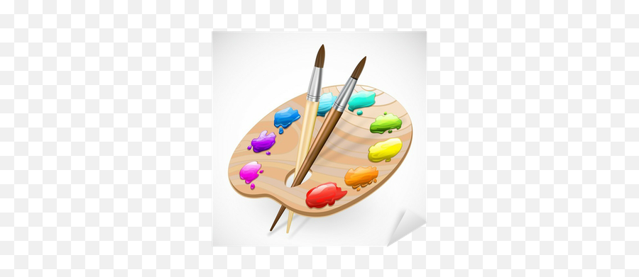 Art Palette Wirh Brushes And Paints Sticker U2022 Pixers - We Emoji,Painting Flower Palette Emoticon