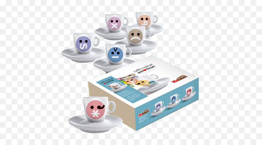Molinari Emoticons Espresso Cups Inc Saucer 6pcs - Saucer Emoji,Emoticons Images