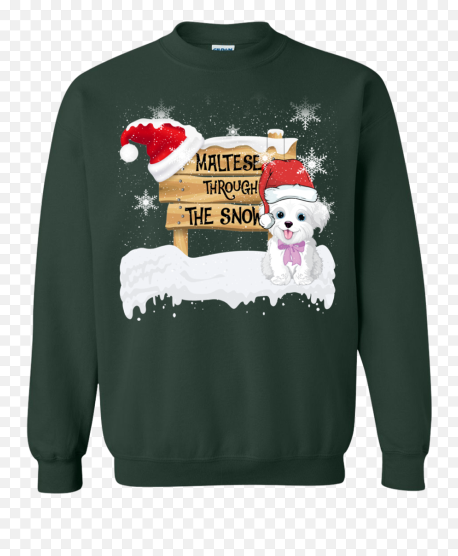Maltese Through The Snow Santa Hat Sweatshirt Sweatshirts - Not Christmas Yule Emoji,Maltese Emoji