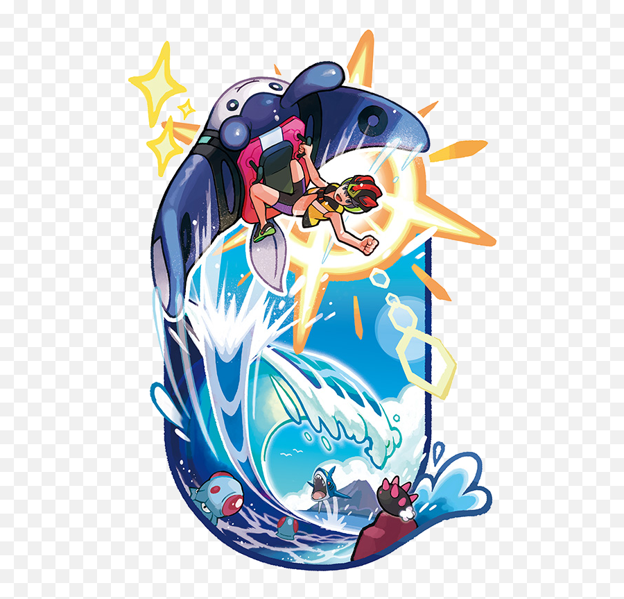 Pokemon Ultra Sun And Moon Mantine Surf Full Size Png - Pokemon Mantine Surf Emoji,Surfer Emoji Transparent