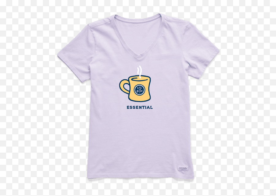 Womenu0027s Coffee Is Essential Crusher Vee Life Is Good - Short Sleeve Emoji,Eye Emoji Change Cup