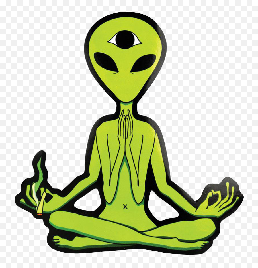 Enlightened Extraterrestrial Smoking - Alien Decal Emoji,Spliff Emojis
