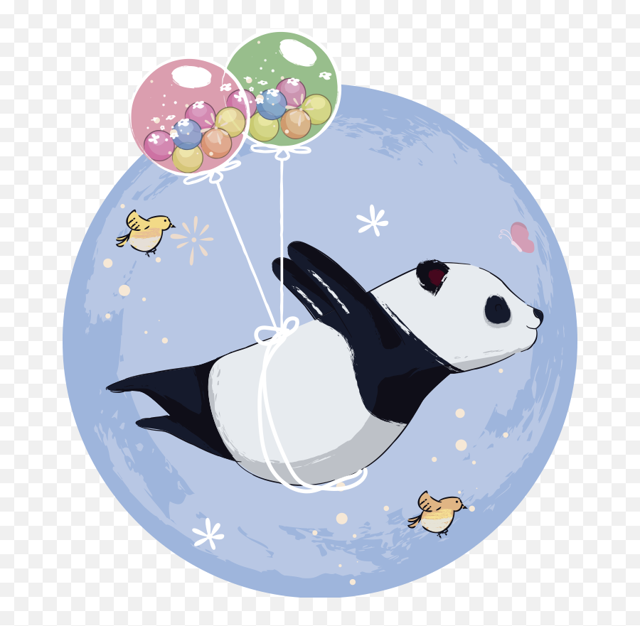 Flying Panda Illustration Wall Art - North Star Emoji,Boys Emoji Wallpaper