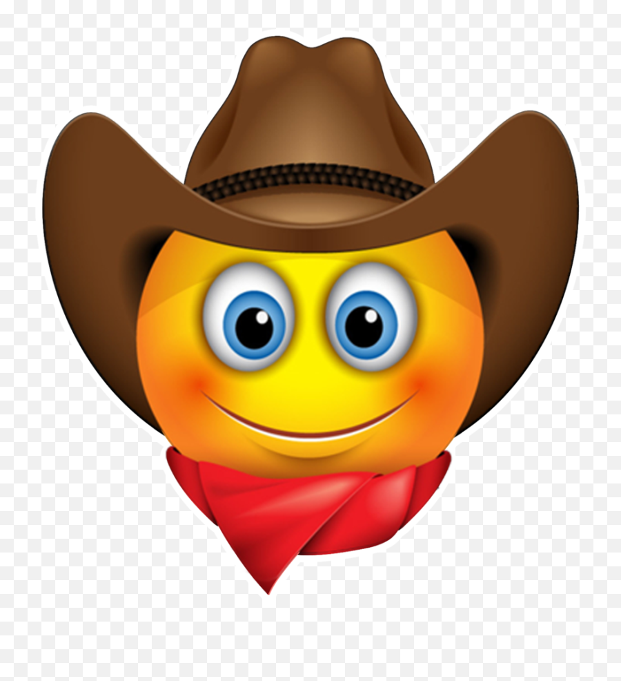 Download Emoticon Smiley Sunglasses - Happy Face With Cowboy Hat Emoji,Sad Cowboy Emoji