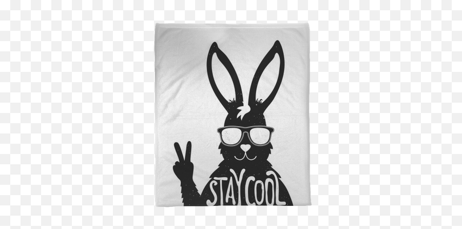Rabbit In Sunglasses Showing A Peace Sign Stay Cool Plush - Cool Rabbit Logo Sunglasses Emoji,Fox With Thumb Up Emoticon