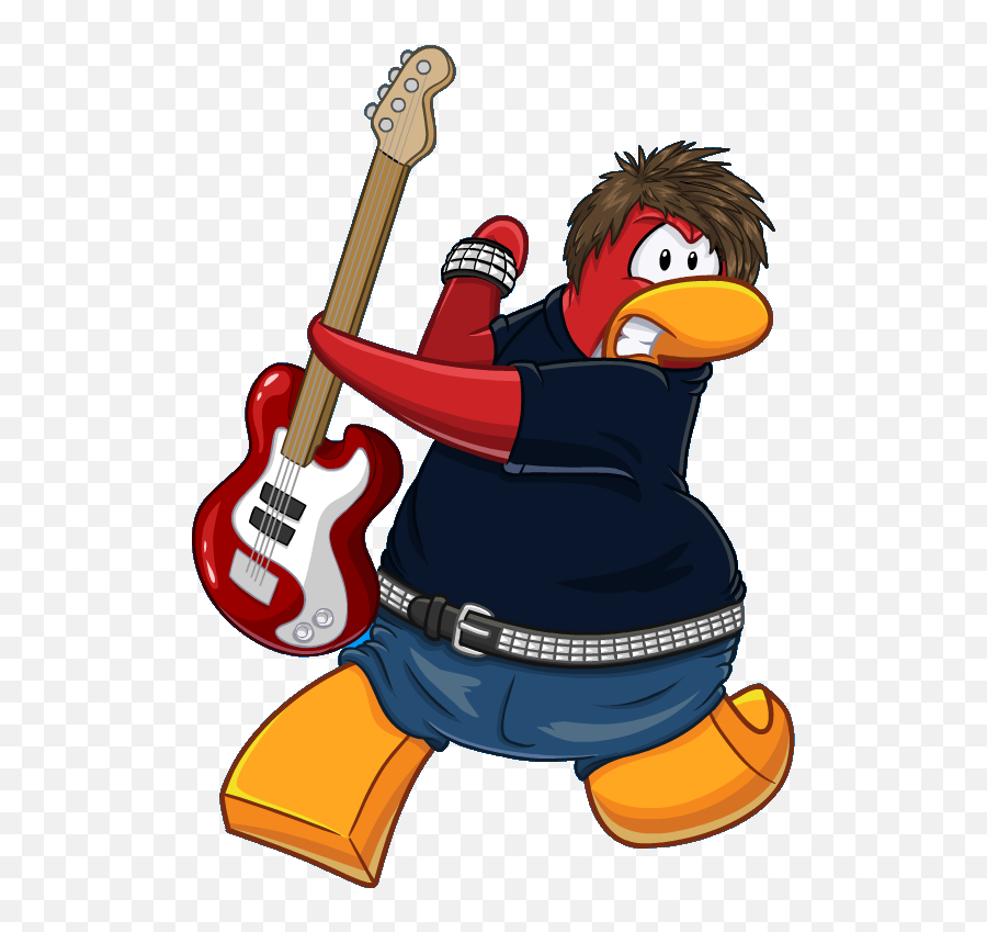 Transparent Band Instruments Clipart - G Billy Club Penguin Penguin Band Emoji,Emoticon Rock Guitar