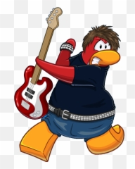 Transparent Band Instruments Clipart - G Billy Club Penguin Penguin Band Emoji,Emoticon Rock Guitar