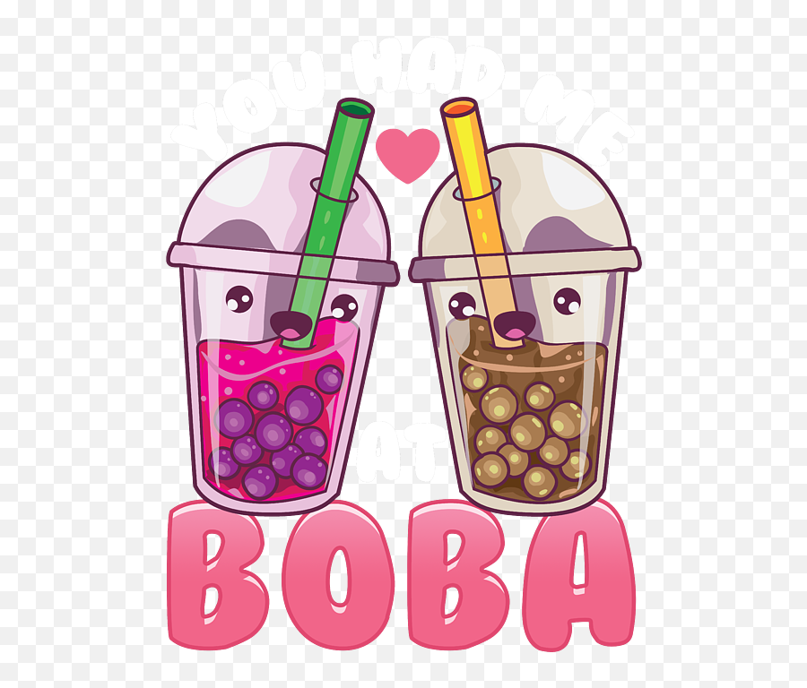 Cute Funny You Had Me At Boba Bubble Tea Kawaii Portable Emoji,Kawaii Emoticon Humor