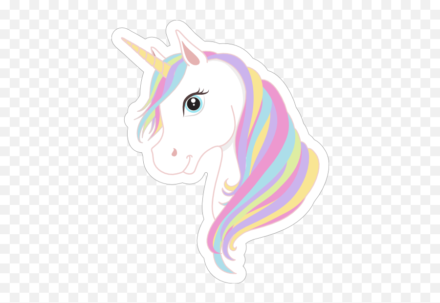 Cartoon Unicorn With Rainbow Mane Sticker - Cartoon Unicorn With Rainbow Mane Emoji,Unicorn Emoji Sticker