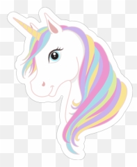 Cartoon Unicorn With Rainbow Mane Sticker - Cartoon Unicorn With Rainbow Mane Emoji,Unicorn Emoji Sticker