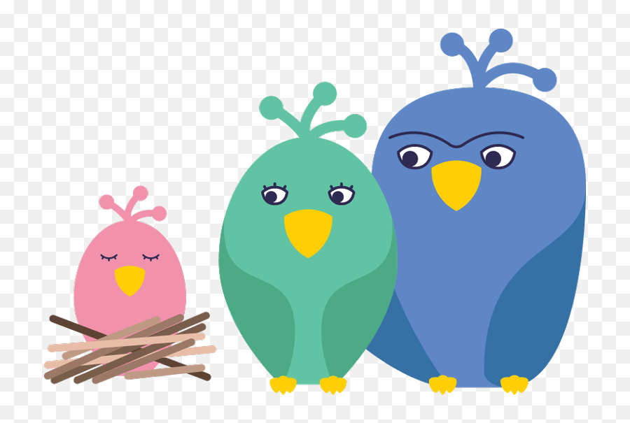Naptime Clipart Sleeping Bag Pillow - Bird Family Cartoon Png Emoji,Bird Emoji Pillow