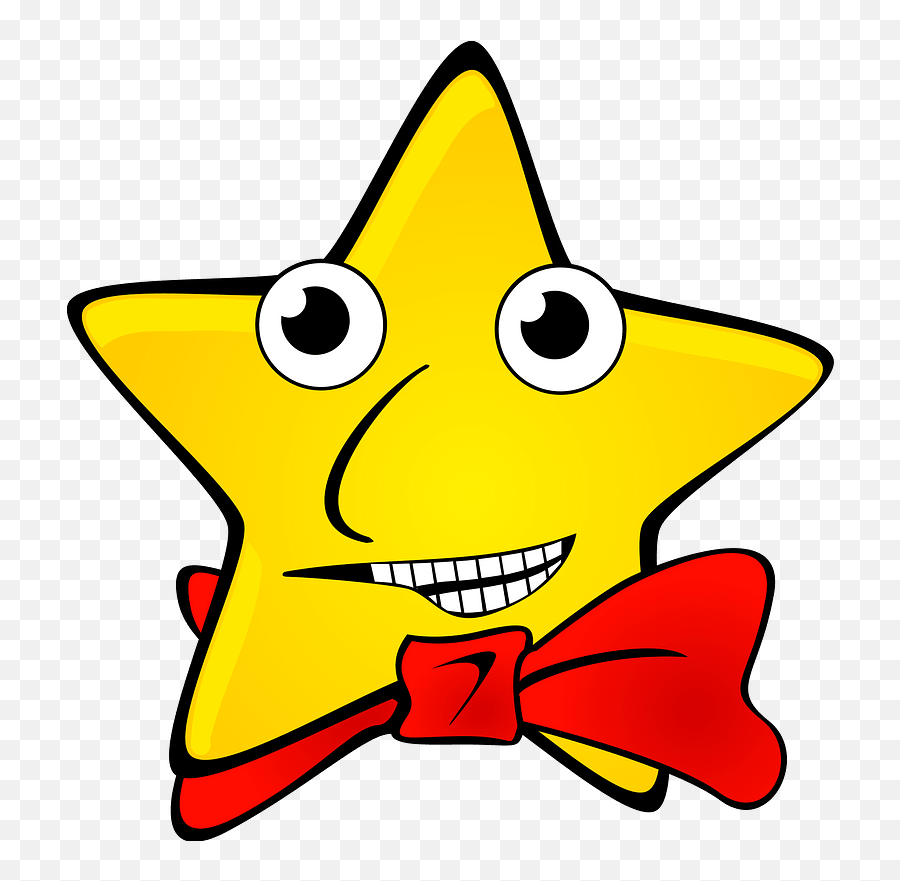 Star Wearing A Red Bowtie Clipart Free Download Transparent - Funny Star Face Emoji,Bow Tie Emoticon