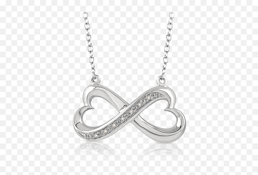 Diamond Infinity Necklace Set In Sterling Silver 925 Emoji,Side Ways Heart Emojis