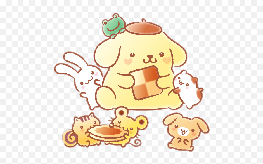 Pompompurin Sanriocharacters Sticker - Happy Emoji,Mouse Bunny Hamster Emoji