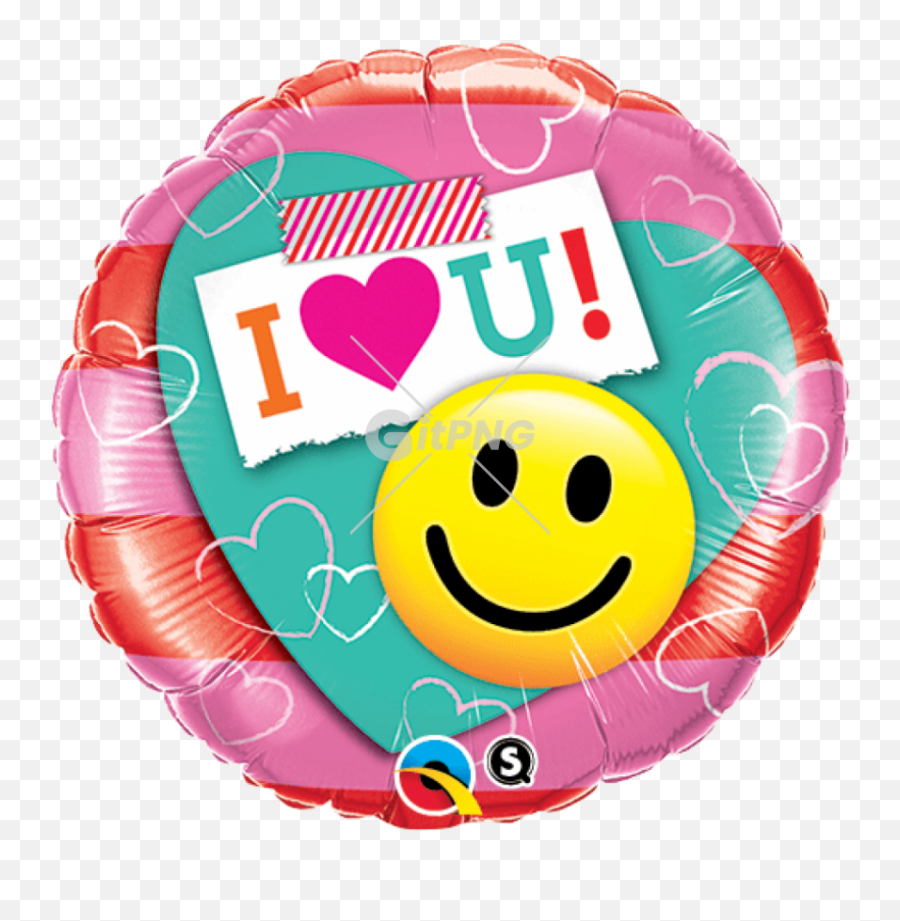I Heart U Smiley Face Emoji Helium Filled Foil Balloon - Birthday,Heart Face Emoji