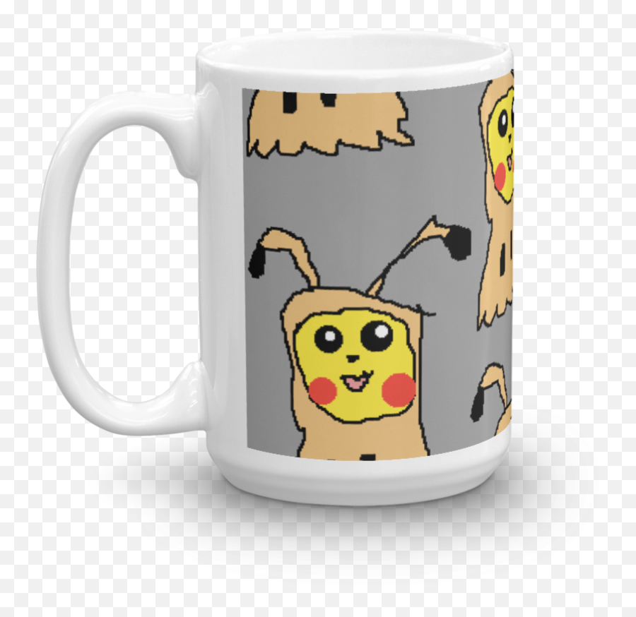 White Glossy Mug Made In The Usa - Pixilart Shop Serveware Emoji,How To Make A Pikachu Emoticon On Facebook
