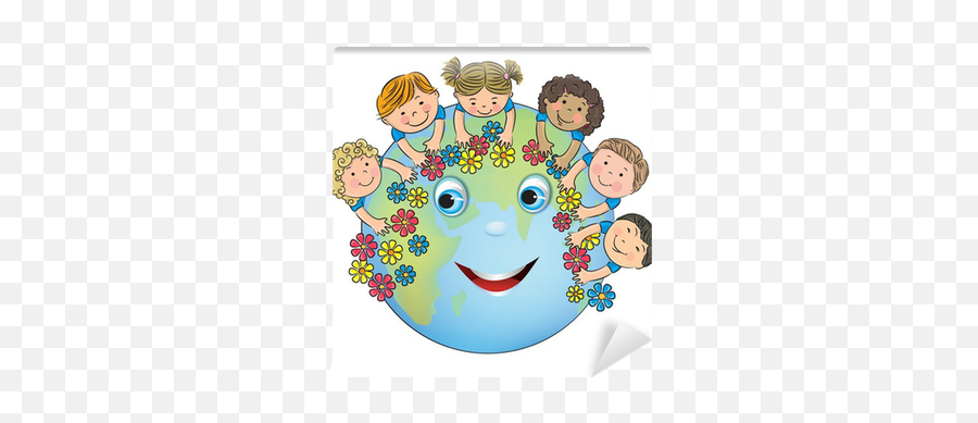 Children Hugging Planet Earth Wall Mural U2022 Pixers - We Live To Change 6 1 Emoji,Rv Emoticon