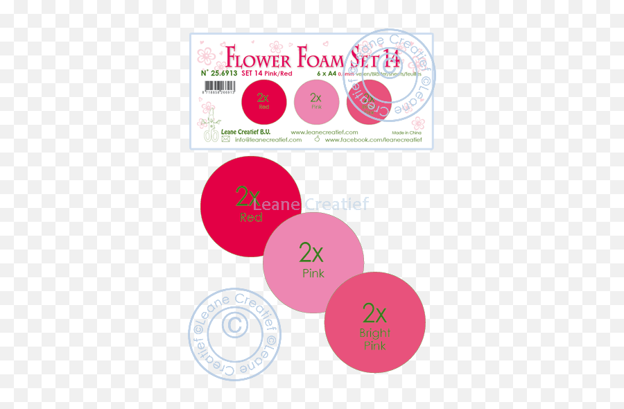 Flower Foam A4 Set 14 Pink - Red From Leane Creatief Dot Emoji,Craft Emotions Stamp Die