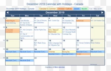 December 2019 Calendar With Holidays - Canada January 2018 Holiday Calendar Emoji,New Emojis 2019 December