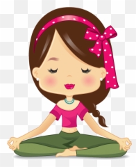 Meditation Clipart Preschool - Cute Meditating Girl Cartoon Emoji,Lotus Position Emoji