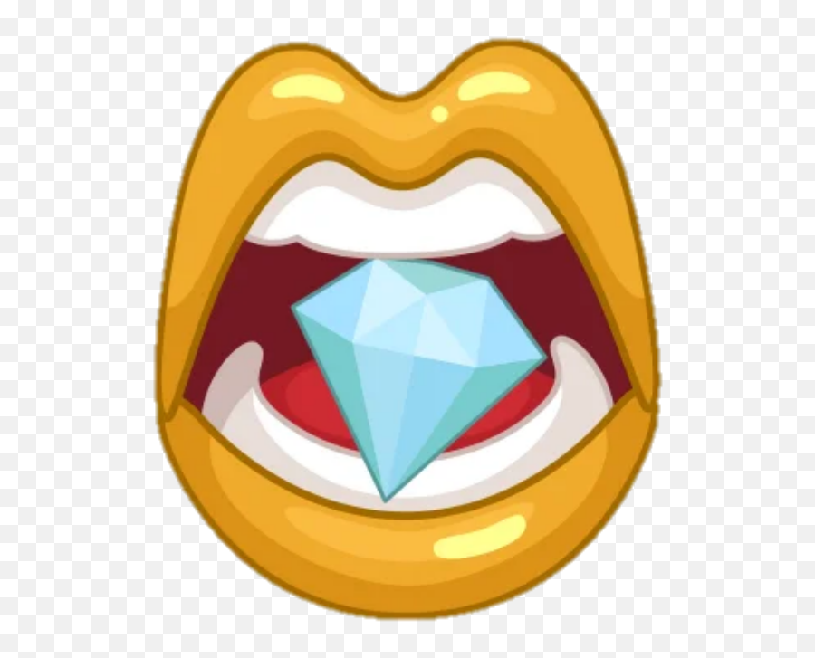 Lips Mouth Yellow Diamond Bite Sticker By Amanda - Happy Emoji,Biting Lip Emoji