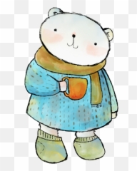 Clipart Of Cartoon Anthropomorphic Polar Bear With Mug - Polar Bear Emoji,Cartoon Bear Emotions