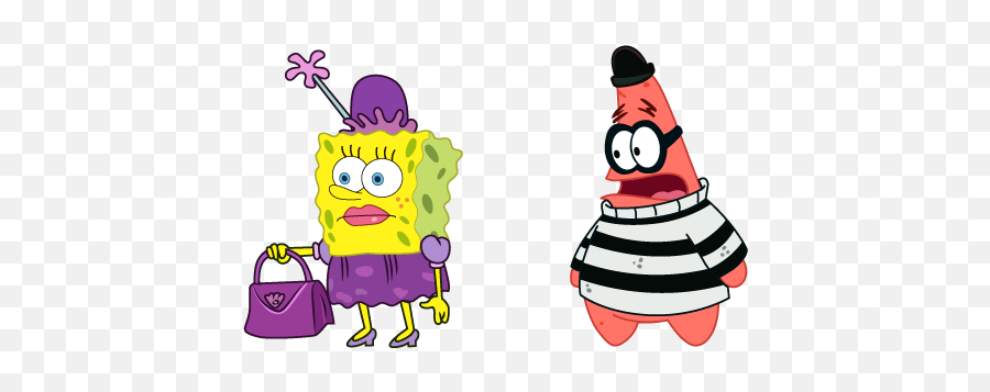 Lady Spongebob And Robber Patrick Spongebob Retro - Patrick And Spongebob As Robbers Emoji,Robber Emoji Png