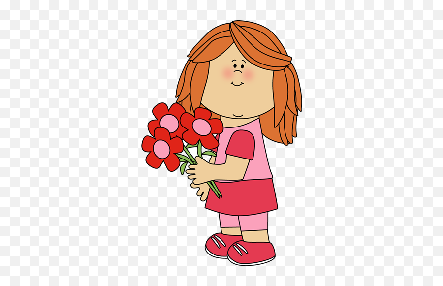 Free Girl Flowers Cliparts Download Free Girl Flowers - Girl Holding Flowers Clipart Emoji,Holding Flower Emoji