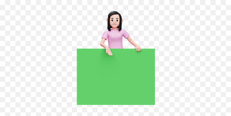Premium Girl Standing Behind The Screen 3d Illustration Emoji,Stand Emoji Woman