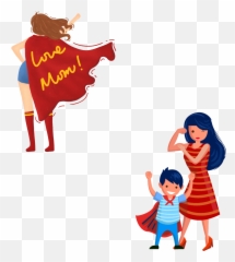 Happymothersday Mom Sticker - Strong Mom Cartoon Emoji,Superhero Cape Emoji