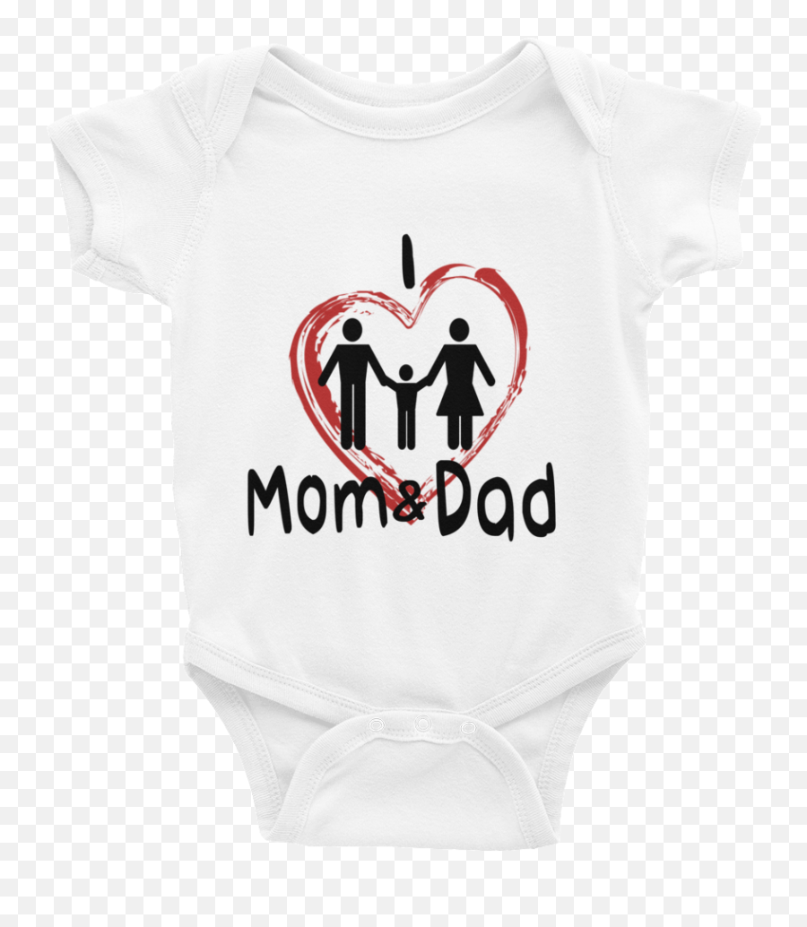 I Love Mom Dad Baby Boy Onesie - Short Sleeve Emoji,Mom And Dad Emoji