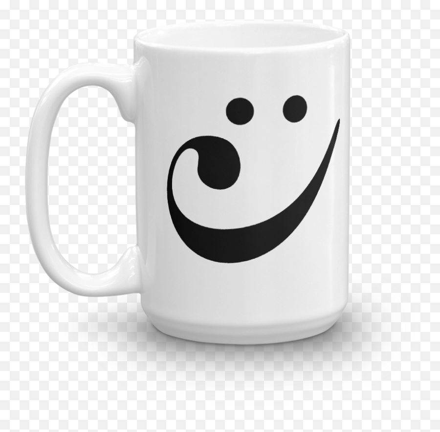 Happy Bass Clef Smiley Mug - Serveware Emoji,Emoticon Drinking Glasses