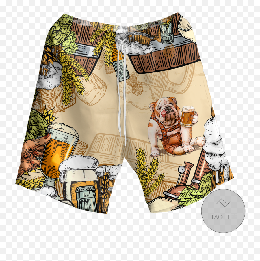 Bulldog Beer Hawaiian Shirt Beach Shorts - Tagotee Bulldog Beach Short Emoji,Silas Emotion Board